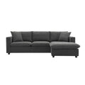 Contemporary L-Shaped Sectional Sofa Set with 2 Complimentary Pillows, 4-Seater Polyester Couch and Convertible Ottoman