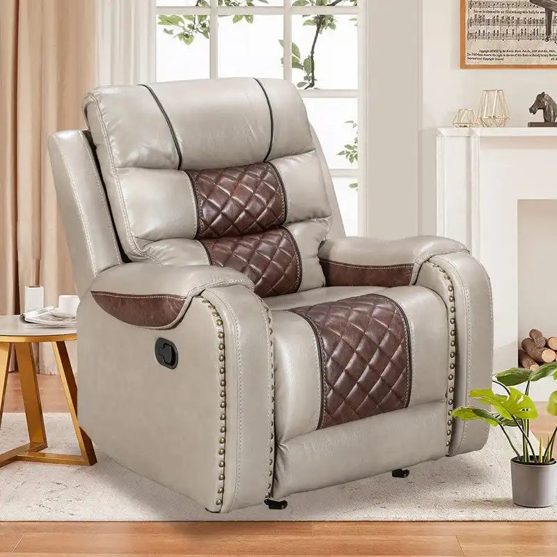 Spacious Faux Leather American-Style Recliner Chair for Living Room
