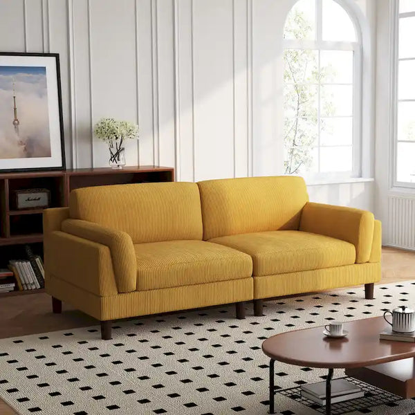 90-Inch Oversized Corduroy Sofa for Living Room with Reversible Cushions