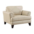Lisa 38-Inch Cream Top Grain and Split Leather Accent Chair with Solid Wood Frame