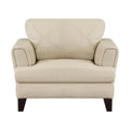Lisa 38-Inch Cream Top Grain and Split Leather Accent Chair with Solid Wood Frame