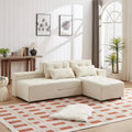 Beige Modular Corduroy Sleeper Sofa and Sectional Set - Versatile 3-in-1 Design