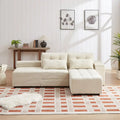 Beige Modular Corduroy Sleeper Sofa and Sectional Set - Versatile 3-in-1 Design