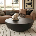 Modrest Bronte Contemporary Round Coffee Table in Black Concrete