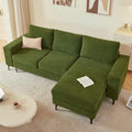 HOOOWOOO L-Shaped Upholstered Sofa with Stylish Metal Legs