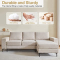 HOOOWOOO L-Shaped Upholstered Sofa with Stylish Metal Legs