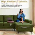 HOOOWOOO L-Shaped Upholstered Sofa with Stylish Metal Legs