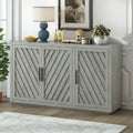 Spacious 3-Door Vintage Sideboard with Adjustable Shelves and Black Handles