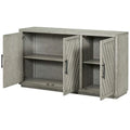 Spacious 3-Door Vintage Sideboard with Adjustable Shelves and Black Handles