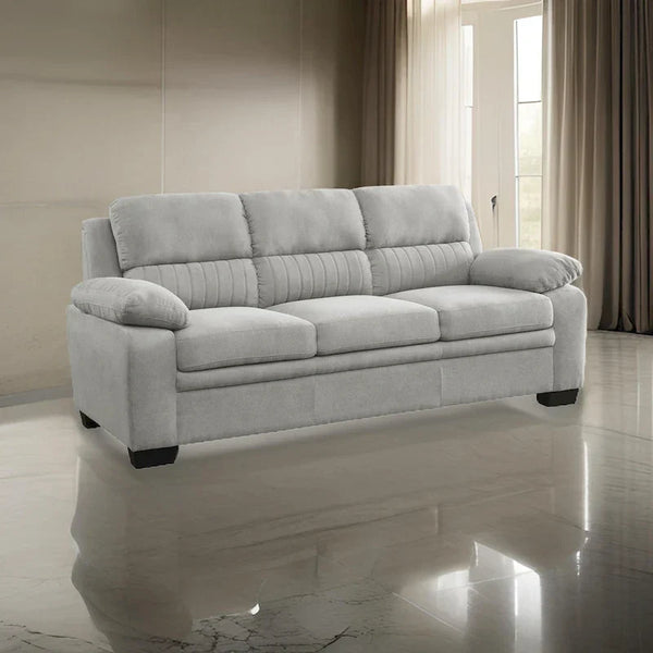 80-Inch Hugh Sofa - Gray Polyester Upholstery, Soft Foam Cushions, Sturdy Solid Wood Frame