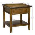 Vintage Side Table with Storage: End Table Featuring Drawer and Open Shelf for Bedroom and Living Room
