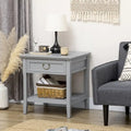 Vintage Side Table with Storage: End Table Featuring Drawer and Open Shelf for Bedroom and Living Room