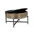 Rustic Vintage Round Coffee Table with Storage