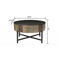 Rustic Vintage Round Coffee Table with Storage