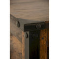 Handcrafted Reclaimed Barn Wood Trunk or Coffee Table with Wrought Iron Accents - 36" Wide for Indoor Use