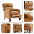 Authentic Leather Pushback Recliner with Adjustable Seat Back and Sturdy Wooden Legs