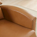 Authentic Leather Pushback Recliner with Adjustable Seat Back and Sturdy Wooden Legs