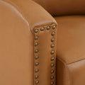 Authentic Leather Pushback Recliner with Adjustable Seat Back and Sturdy Wooden Legs