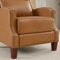 Authentic Leather Pushback Recliner with Adjustable Seat Back and Sturdy Wooden Legs