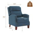 Authentic Leather Pushback Recliner with Adjustable Seat Back and Sturdy Wooden Legs