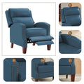 Authentic Leather Pushback Recliner with Adjustable Seat Back and Sturdy Wooden Legs