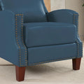 Authentic Leather Pushback Recliner with Adjustable Seat Back and Sturdy Wooden Legs