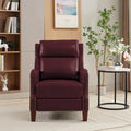 Authentic Leather Pushback Recliner with Adjustable Seat Back and Sturdy Wooden Legs