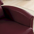 Authentic Leather Pushback Recliner with Adjustable Seat Back and Sturdy Wooden Legs