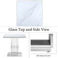 Elegant 24-Inch Square Silver and Glass End Table with Stainless Steel Base
