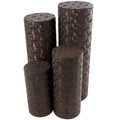 Set of 4 Brown Metal Abstract Tall Slim Pedestal Tables with Grooved Shell or Hammered Finish - Roche River Decor