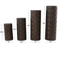 Set of 4 Brown Metal Abstract Tall Slim Pedestal Tables with Grooved Shell or Hammered Finish - Roche River Decor