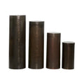 Set of 4 Brown Metal Abstract Tall Slim Pedestal Tables with Grooved Shell or Hammered Finish - Roche River Decor