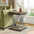 19.75-Inch Square Faux Marble End Table with Gold Accents - Modern Bedside & Living Room Table