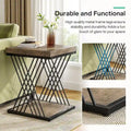 19.75-Inch Square Faux Marble End Table with Gold Accents - Modern Bedside & Living Room Table