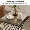 19.75-Inch Square Faux Marble End Table with Gold Accents - Modern Bedside & Living Room Table