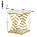 Modern Square End Table with Faux Marble Top and Metal Base