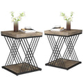 19.75-Inch Square Faux Marble End Table with Gold Accents - Modern Bedside & Living Room Table