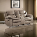Joe 79-Inch Manual Dual Glider Recliner Loveseat with Console in Brown Microfiber