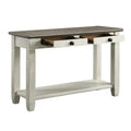 Rome 48-Inch Rectangular Sofa Table with 2 Drawers - White and Brown Solid Wood