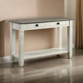 Rome 48-Inch Rectangular Sofa Table with 2 Drawers - White and Brown Solid Wood