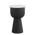 NILA Modern Black Side Table with White Marble Top - Stylish Accent for Living Room & Bedroom