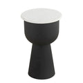 NILA Modern Black Side Table with White Marble Top - Stylish Accent for Living Room & Bedroom