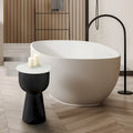 NILA Modern Black Side Table with White Marble Top - Stylish Accent for Living Room & Bedroom
