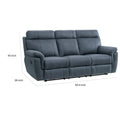 Cliff 85-Inch Blue Microfiber Manual Reclining Sofa with Solid Wood and Metal Frame