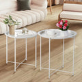Javlergo Set of 2 Folding Round Steel TV Tray Tables - Compact Side Tables, No Assembly Needed - Dimensions: 18.5 x 18.5 x 19.7 in