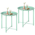 Javlergo Set of 2 Folding Round Steel TV Tray Tables - Compact Side Tables, No Assembly Needed - Dimensions: 18.5 x 18.5 x 19.7 in