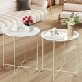 Javlergo Set of 2 Folding Round Steel TV Tray Tables - Compact Side Tables, No Assembly Needed - Dimensions: 18.5 x 18.5 x 19.7 in