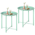 Javlergo Set of 2 Folding Round Steel TV Tray Tables - Compact Side Tables, No Assembly Needed - Dimensions: 18.5 x 18.5 x 19.7 in