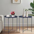Javlergo Set of 2 Folding Round Steel TV Tray Tables - Compact Side Tables, No Assembly Needed - Dimensions: 18.5 x 18.5 x 19.7 in