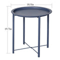Javlergo Set of 2 Folding Round Steel TV Tray Tables - Compact Side Tables, No Assembly Needed - Dimensions: 18.5 x 18.5 x 19.7 in